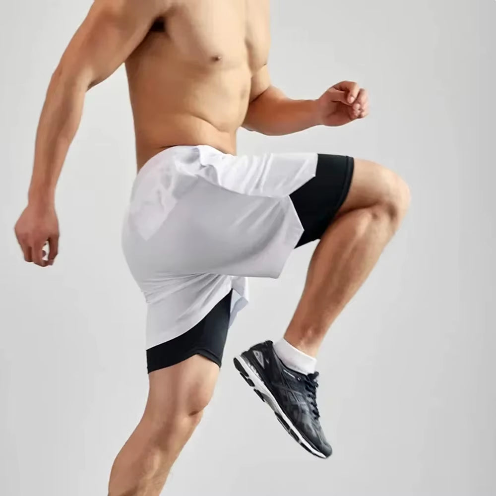 Men’s 2-in-1 Training Shorts – Quick-Dry Double-Layer Gym & Running Shorts with Phone Pocket (M–3XL)