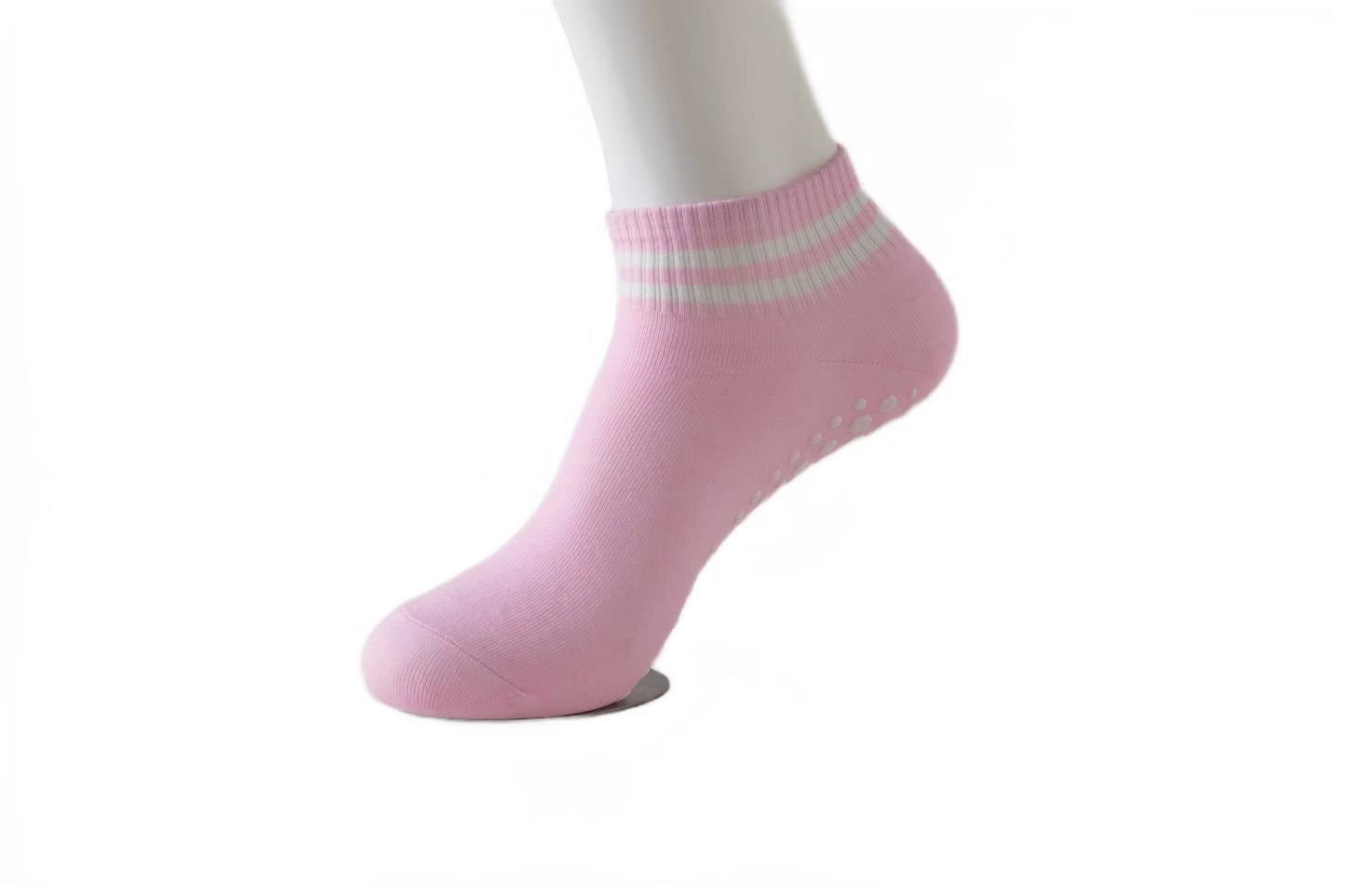 Non-Slip Grip Socks for Pilates, Yoga & Workouts | Double-Stripe Athletic Socks
