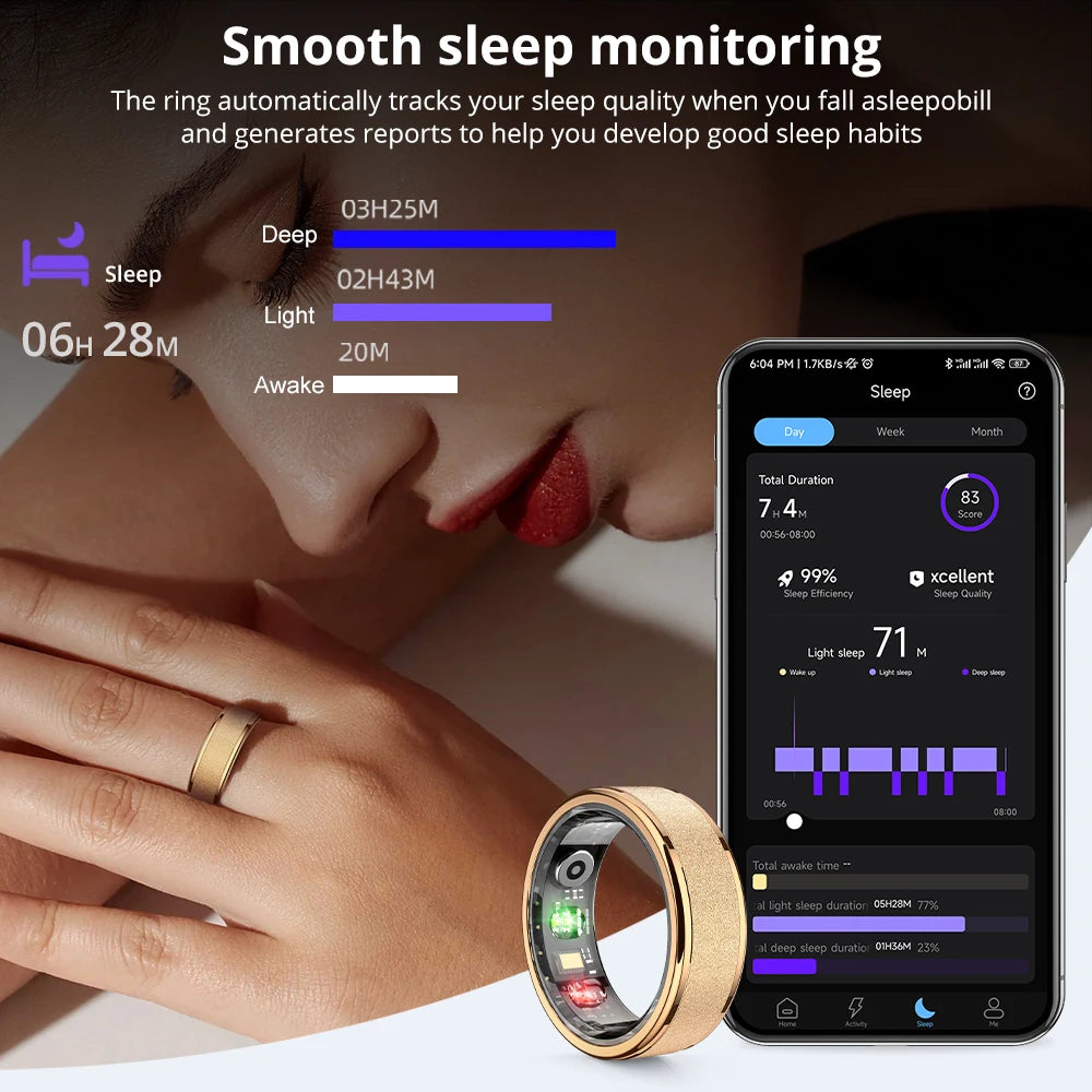 R10 Smart Ring with Charging Case – Sleep & Health Monitor, 5ATM Waterproof, Fitness & Multi-Sport Mode for Men & Women