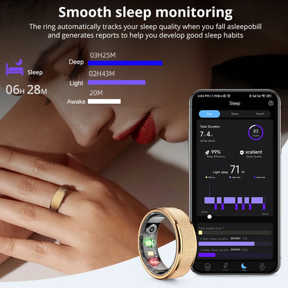 R10 Smart Ring with Charging Case – Sleep & Health Monitor, 5ATM Waterproof, Fitness & Multi-Sport Mode for Men & Women
