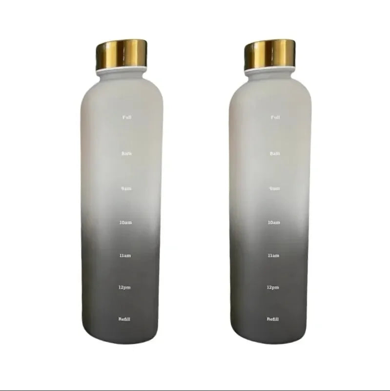 1L Motivational Water Bottle with Time Marker – Leakproof, BPA-Free, Frosted Design