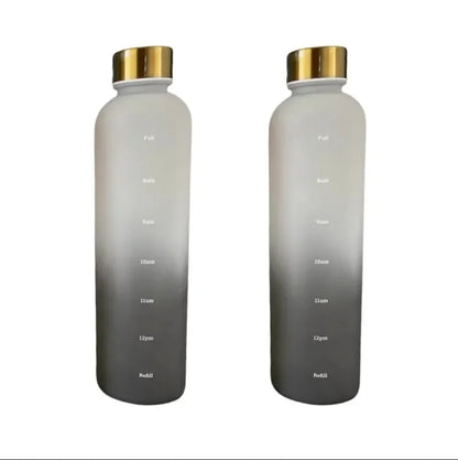1L Motivational Water Bottle with Time Marker – Leakproof, BPA-Free, Frosted Design