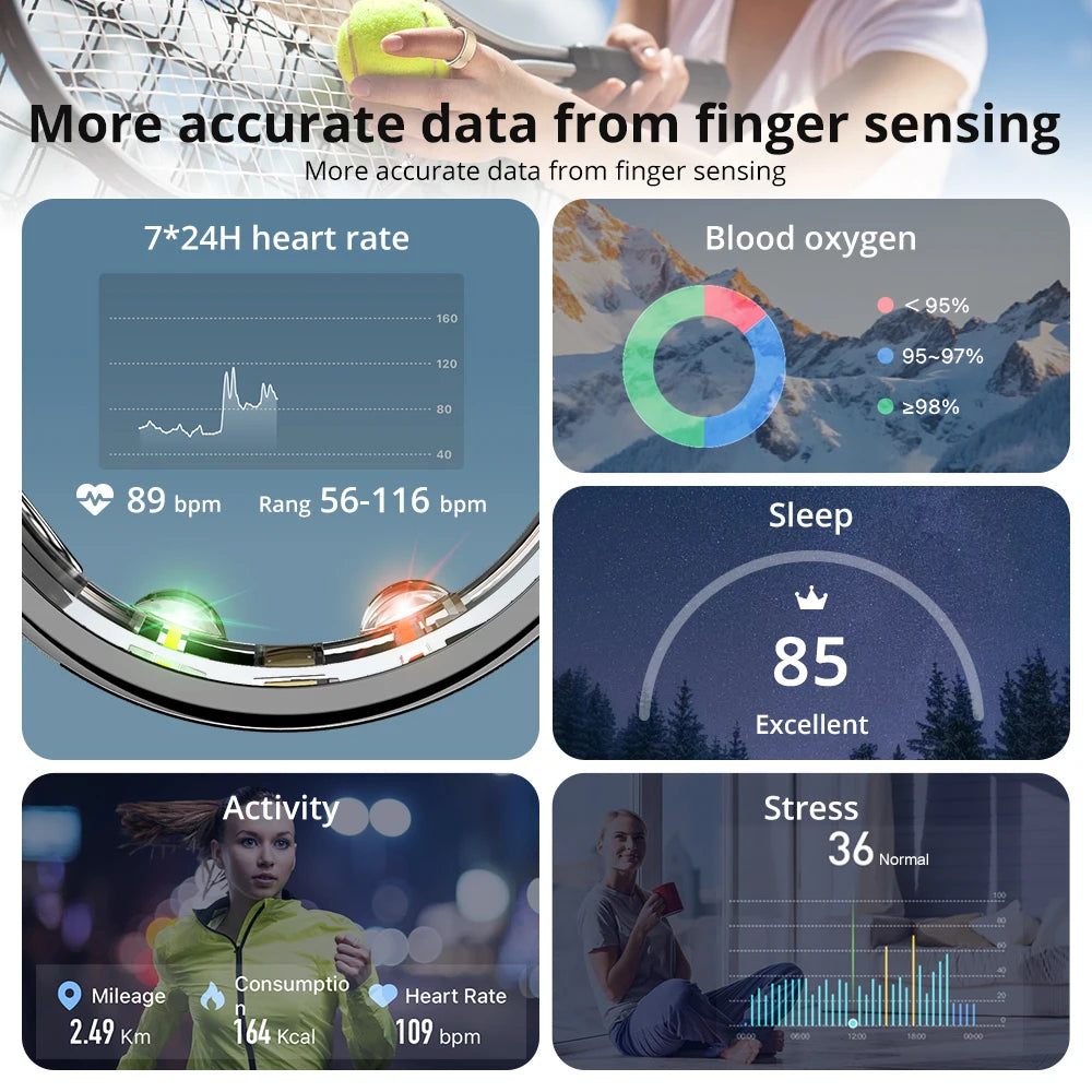 R10 Smart Ring with Charging Case – Sleep & Health Monitor, 5ATM Waterproof, Fitness & Multi-Sport Mode for Men & Women