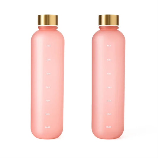 1L Motivational Water Bottle with Time Marker – Leakproof, BPA-Free, Frosted Design
