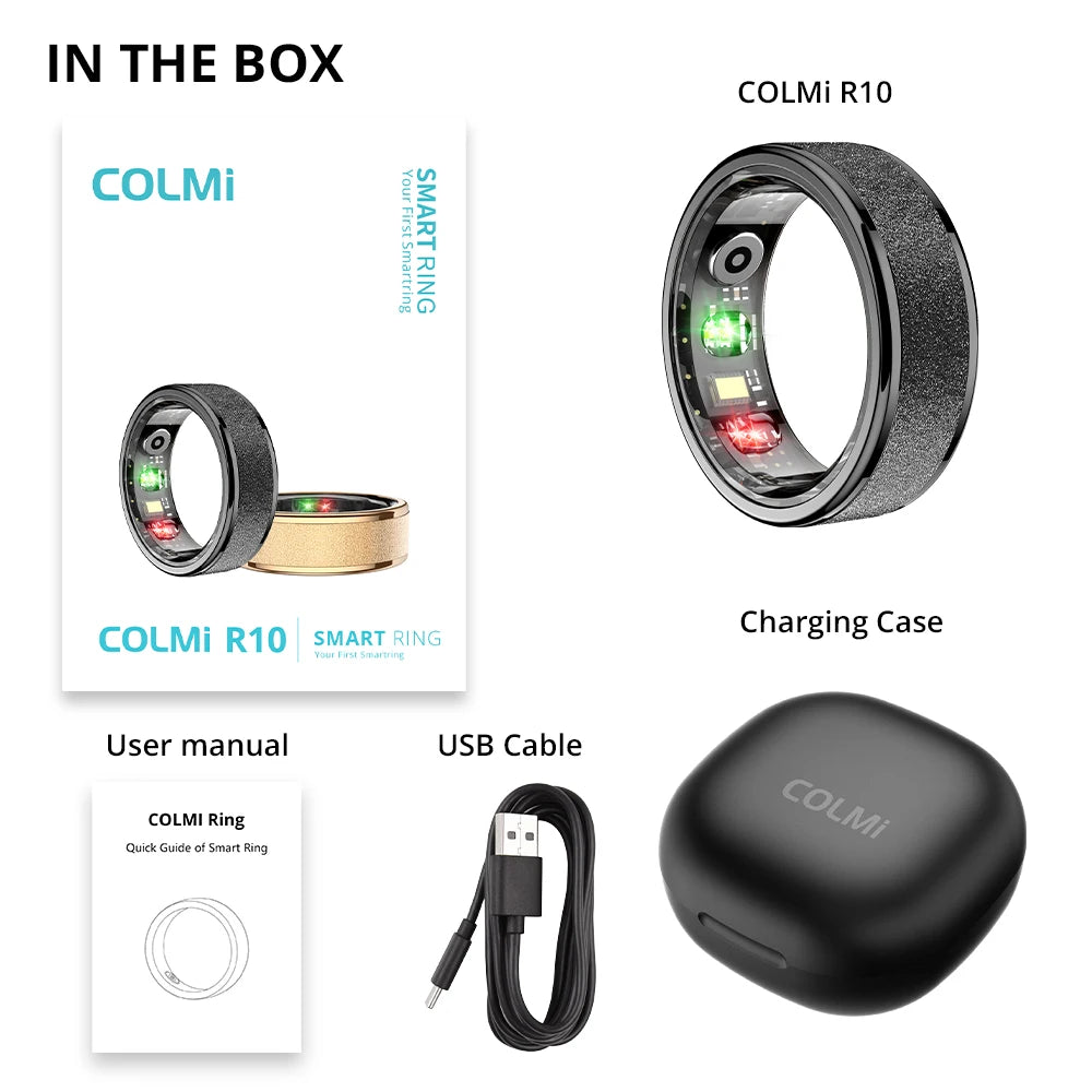 R10 Smart Ring with Charging Case – Sleep & Health Monitor, 5ATM Waterproof, Fitness & Multi-Sport Mode for Men & Women