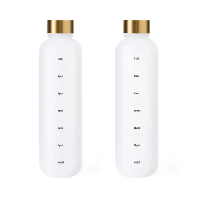 1L Motivational Water Bottle with Time Marker – Leakproof, BPA-Free, Frosted Design