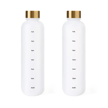 1L Motivational Water Bottle with Time Marker – Leakproof, BPA-Free, Frosted Design